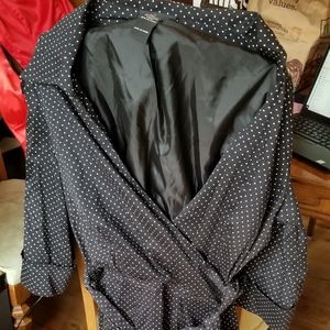 Lane Bryant thick low cut black polka dot dress